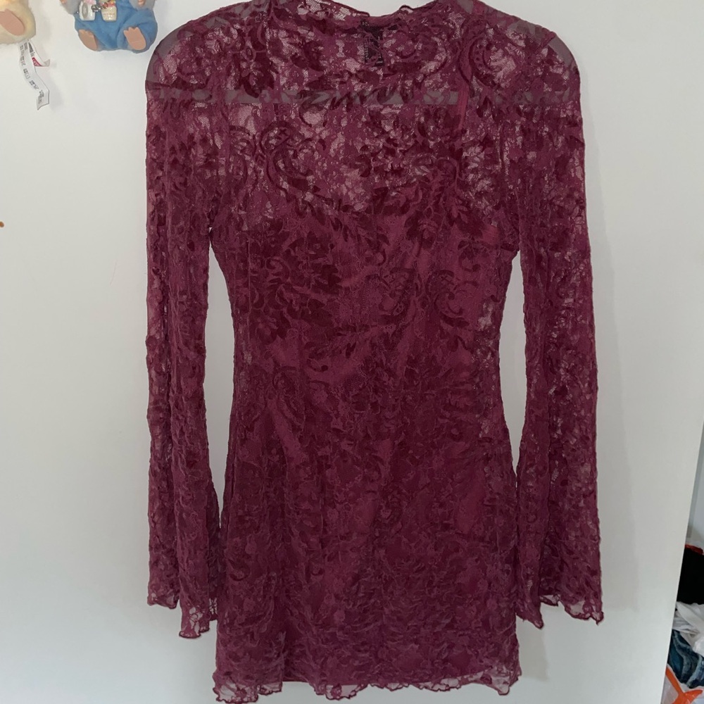 Forever 21 Red Sheath Dress with Bell Sleeves